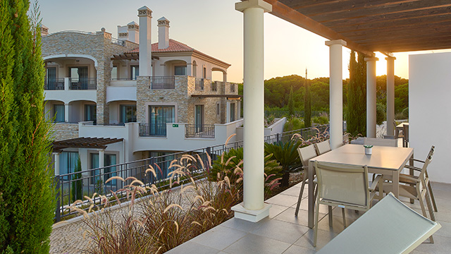 View from the Pine Hills Vilamoura balcony at sunset
